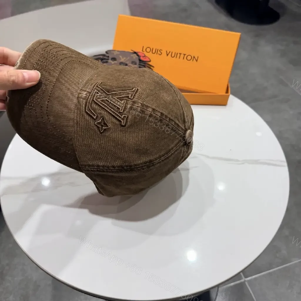 View 3 of Washed Brown Canvas Cap — Subtle LV Aesthetic, All-Day Comfort