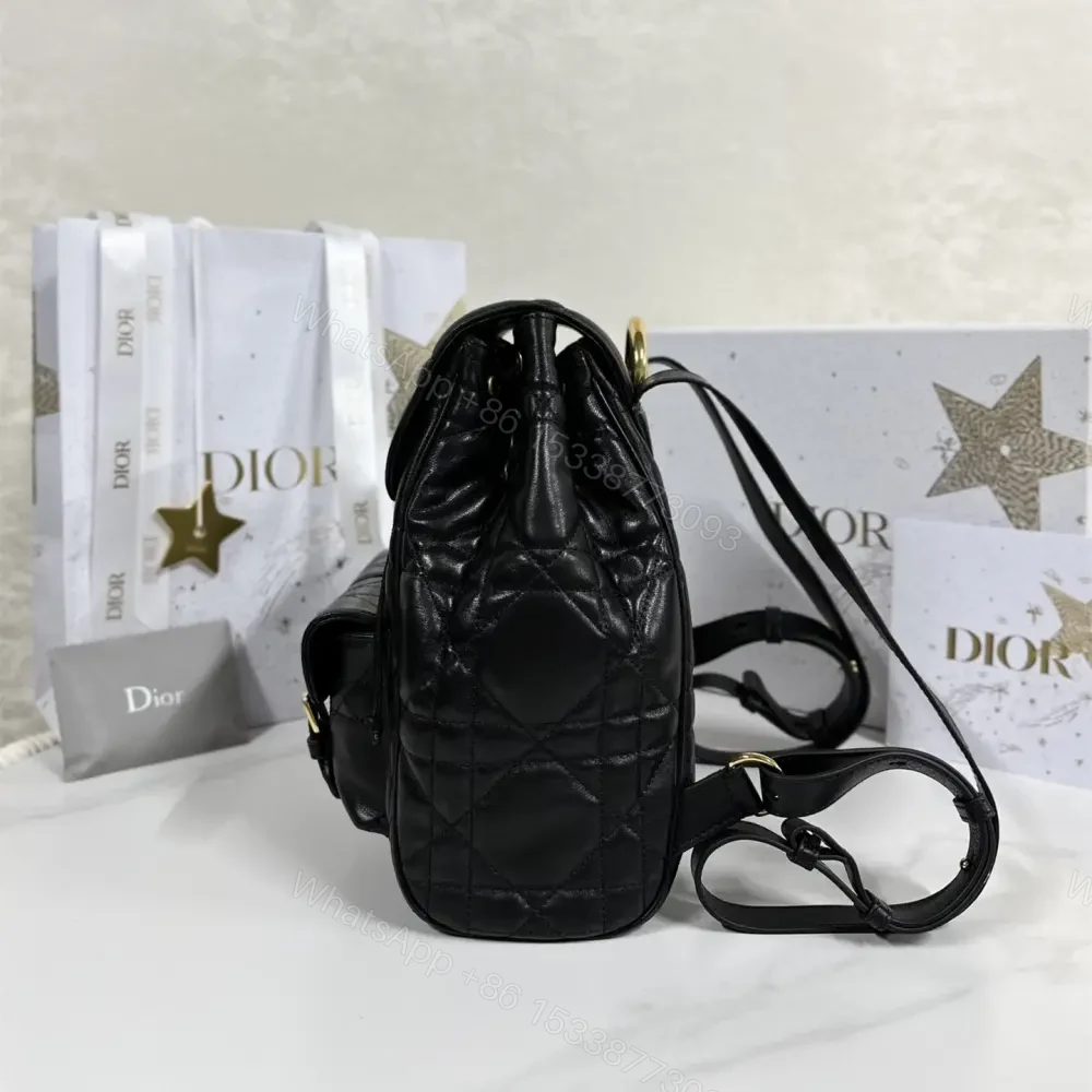 View 3 of 高仿Dior*Caro系列M6301M900小羊皮雙肩包黑色中號免檢版
