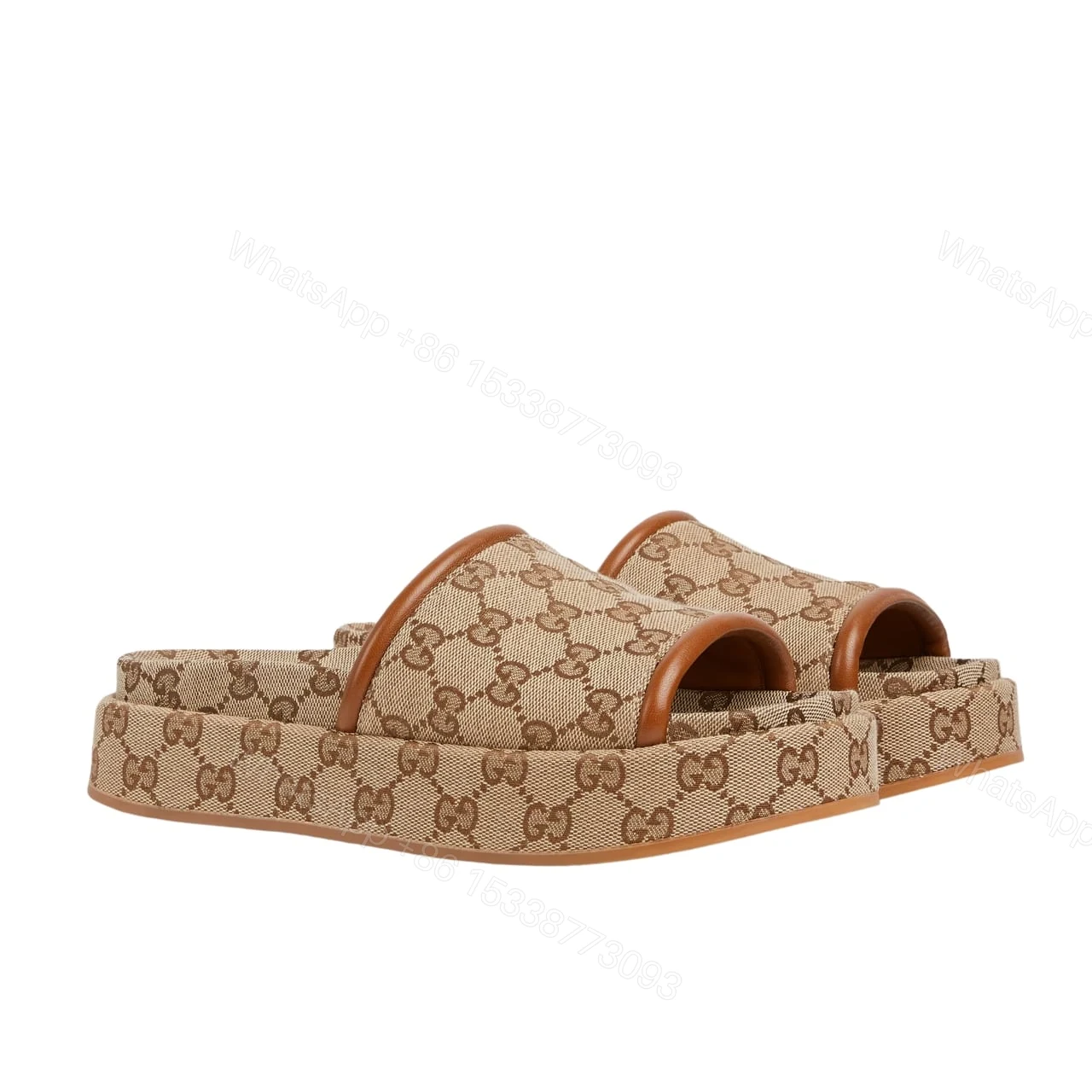GUCCI WOMEN’S GG PLATFORM SANDAL BEIGE 816797 FAD9C 9745 — view 1