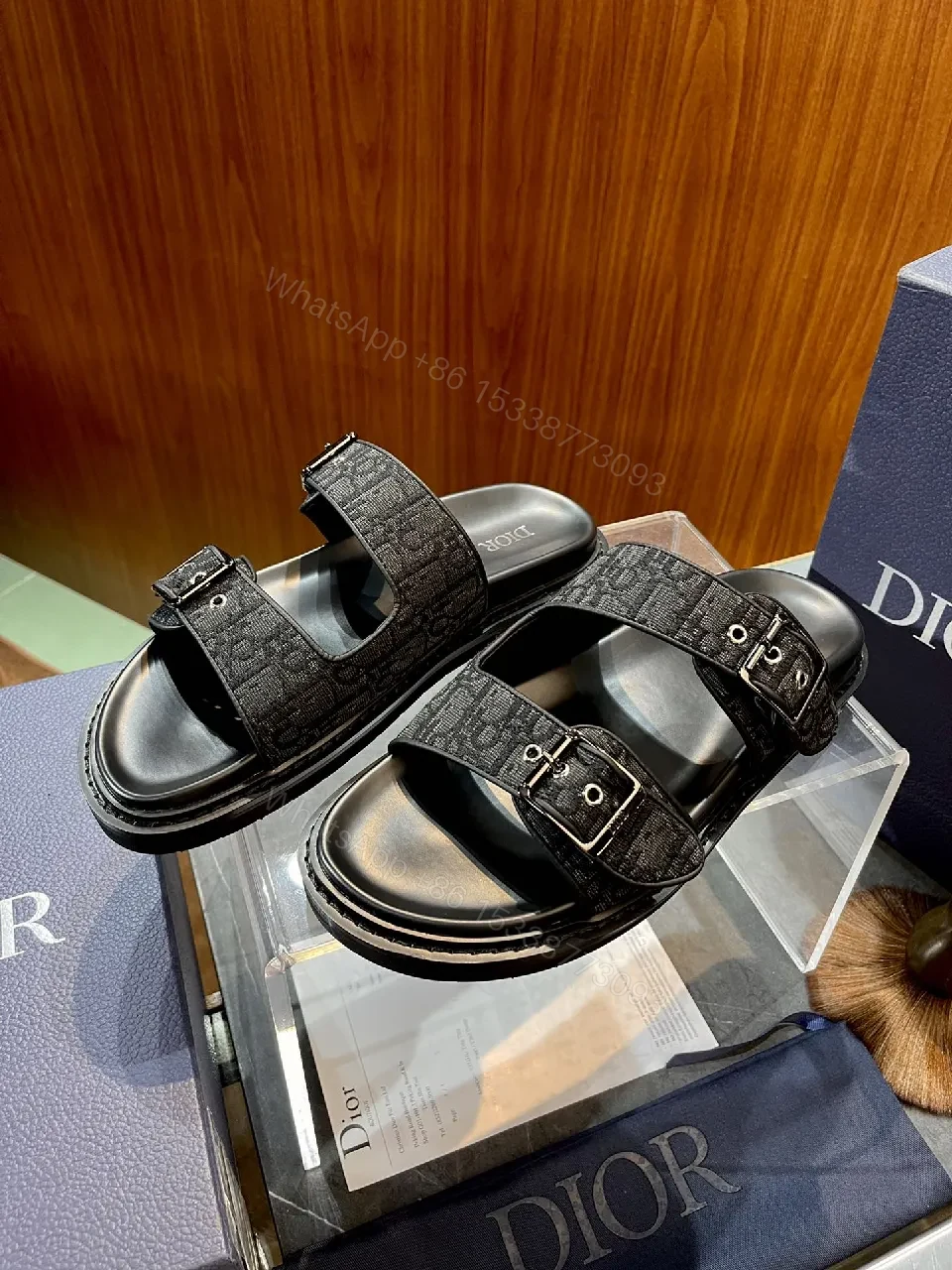 View 3 of Gold-Threaded Monogram Sandals: Effortless Luxe Footwear