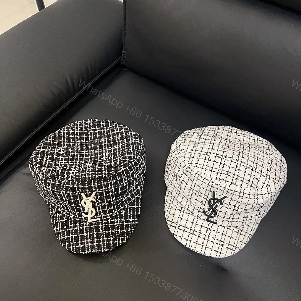 View 9 of Textured Bouclé Knit Cap with Signature Emblem, Modern Tweed Style