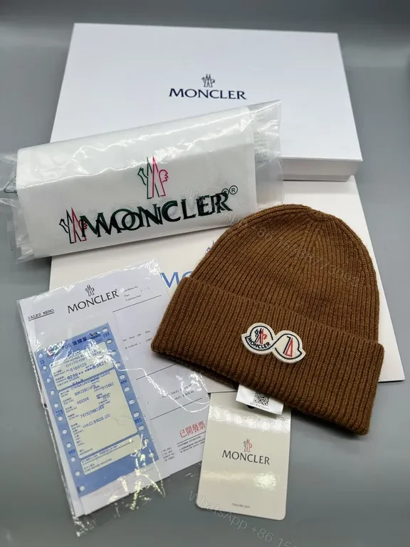 View 6 of Bold Red Moncler Beanie â€” Lux Wool-Blend Warmth, Logo Patch