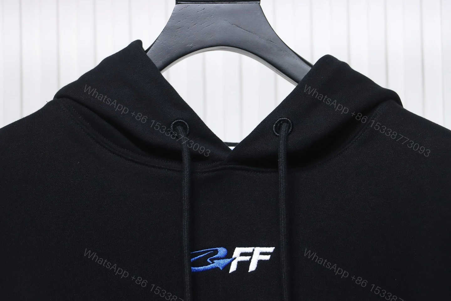 View 6 of Off-White Blue Embroidered Hoodie Letter Hoodie