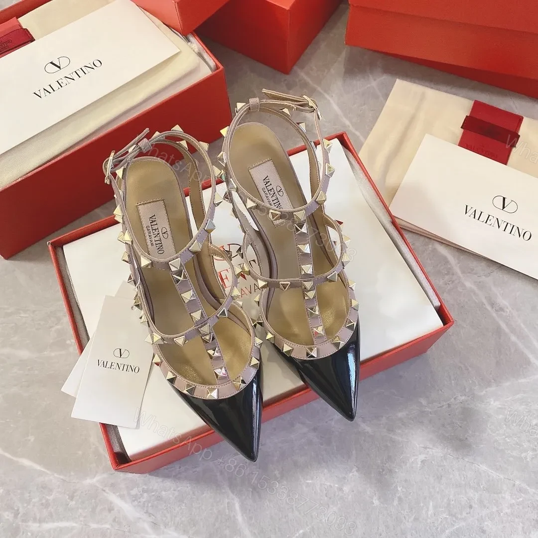 View 6 of Valentino Women Black Patent Leather Studded Heels
