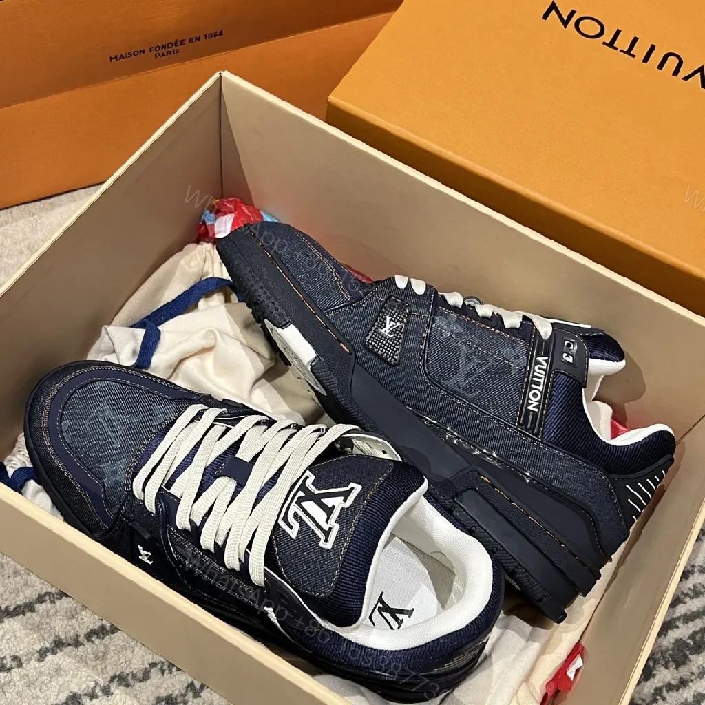View 8 of Dark Denim-Effect Luxe High-Tops with Signature Hardware