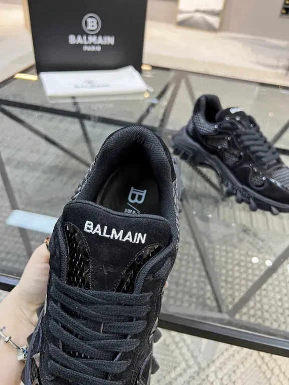 View 3 of Textured Black Balmain High-Top Sneakers: All-Day Comfort