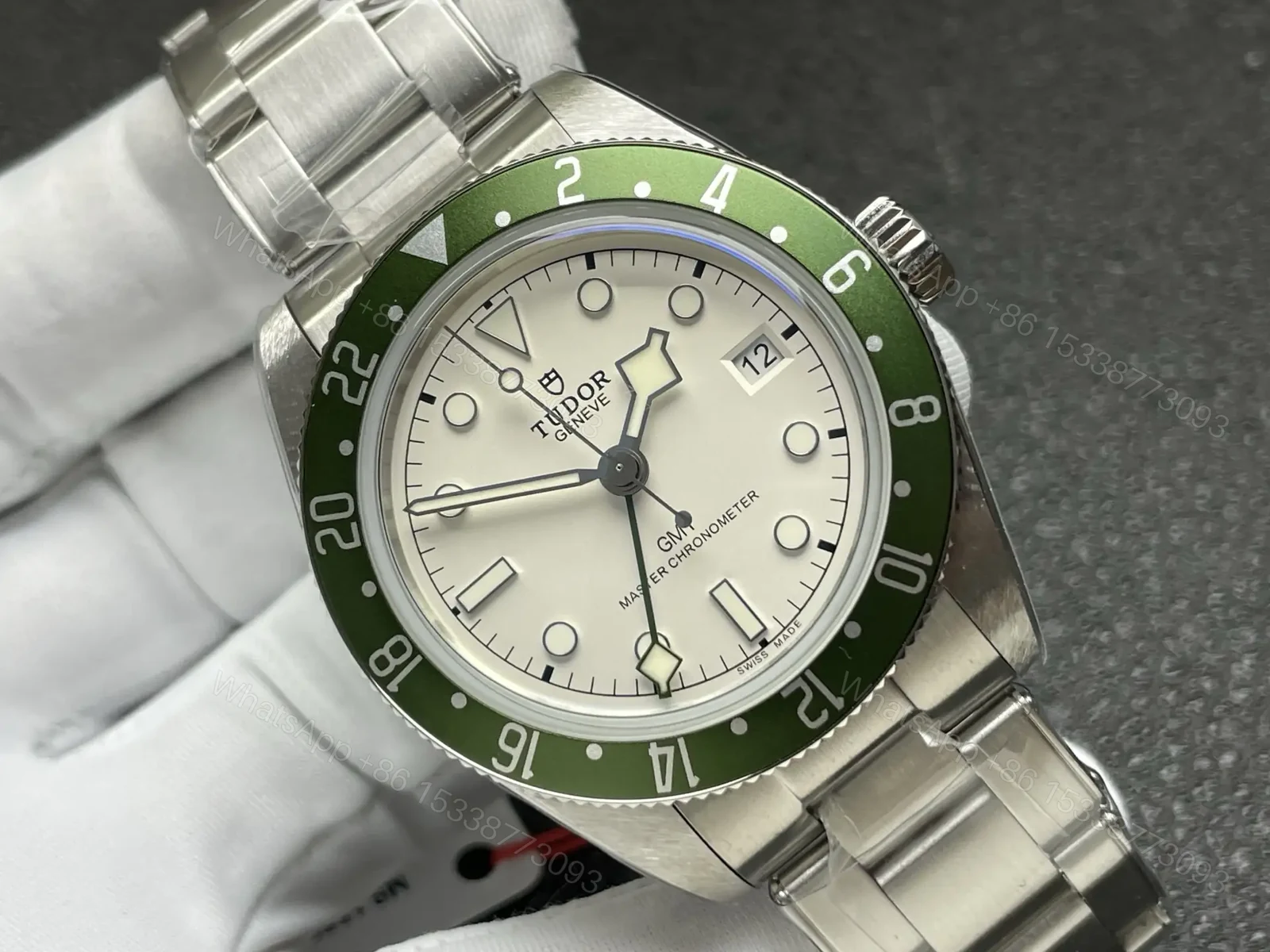 View 2 of Tudor GMT Watch Black Bay 58 Green Bezel White Dial Steel Bracelet Premium 39MM TUD-GMT-BB58-WHT-GRN-STL-39
