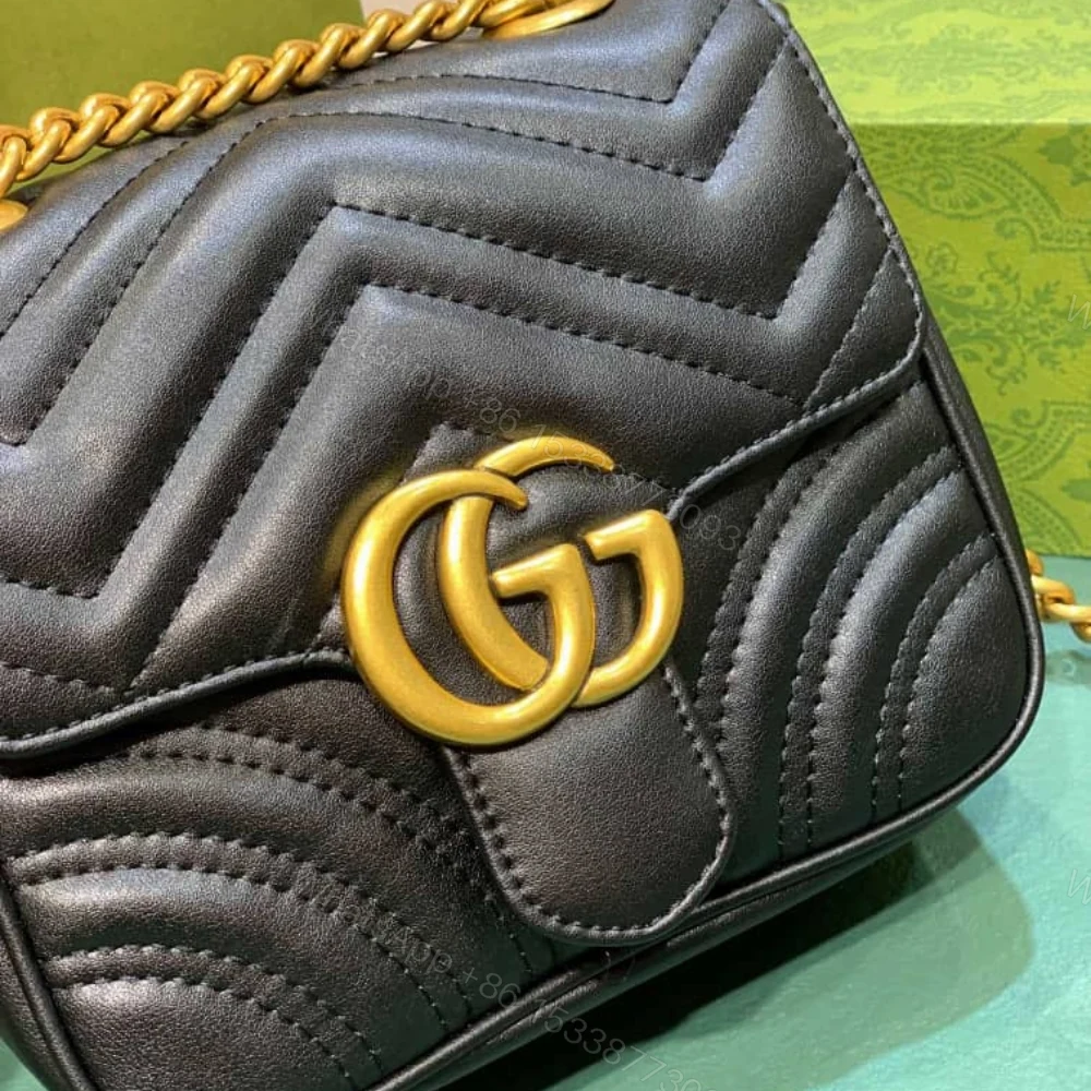 View 7 of Gucci GG Marmont Mini Shoulder Bag Black 18Cm 739682 AABZC 6832