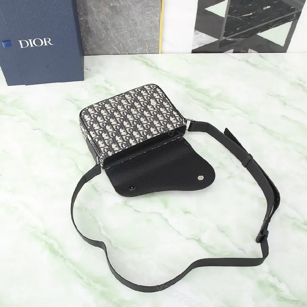 View 5 of Structured Monogram Leather Crossbody Bag: Black, Hands-Free