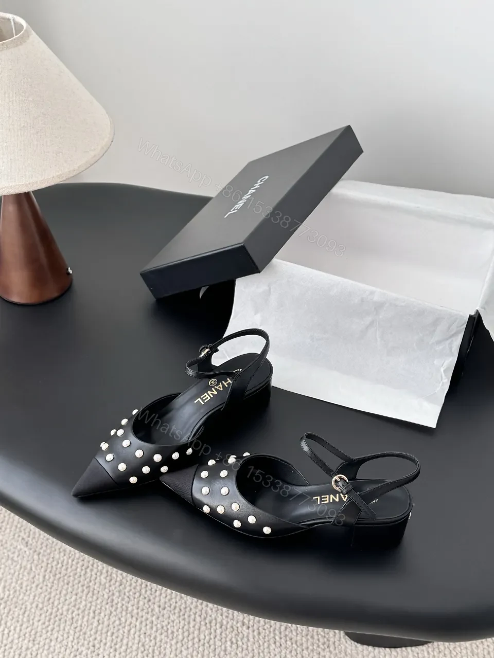 View 7 of Pearl-Detail Slingback Heels: Sophisticated Modern Luxury
