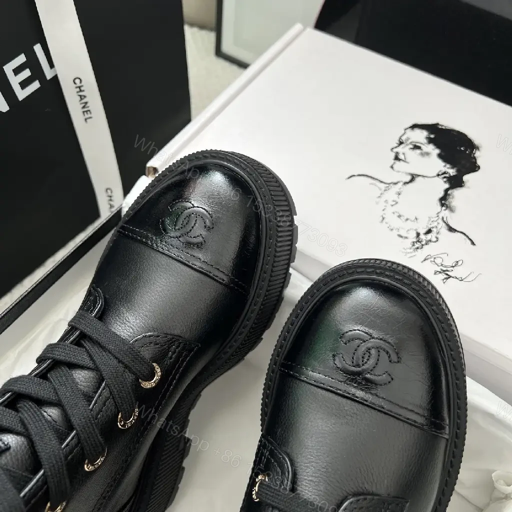 View 4 of Black Leather Combat Boot: Architectural, All-Season Comfort