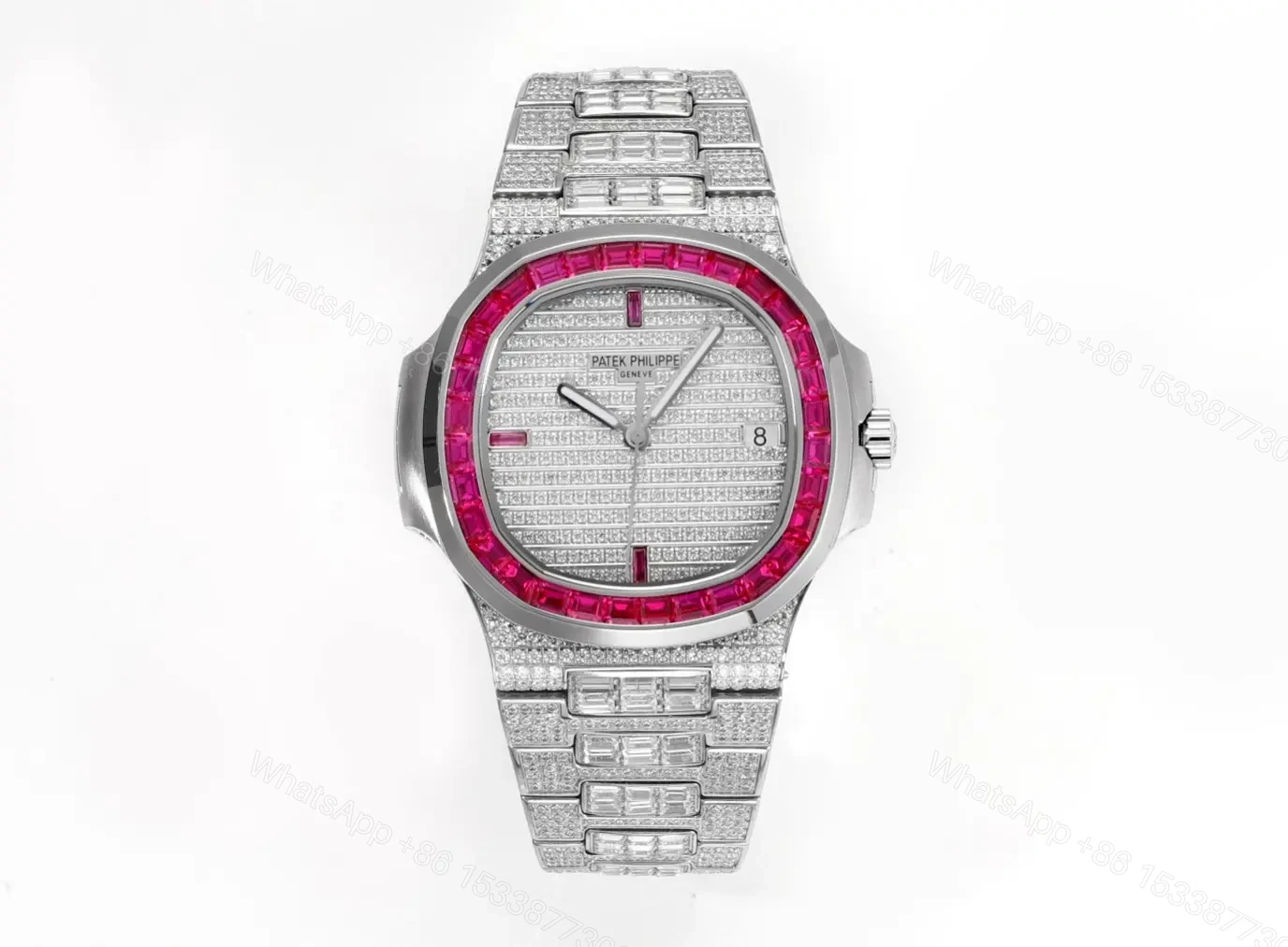 Patek Philippe White Gold Ruby Nautilus Watch — view 1