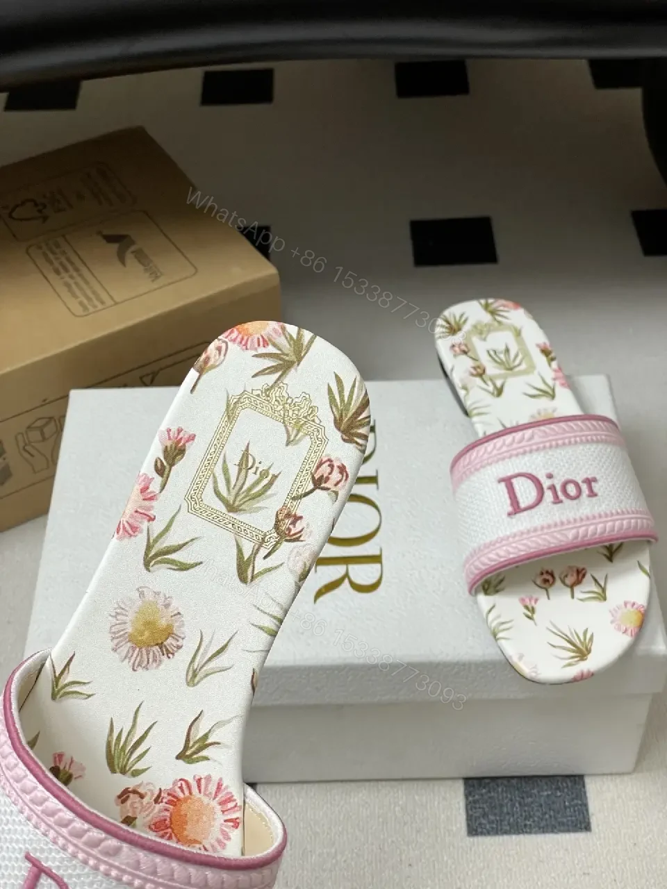 View 10 of Floral-Print Slides with Luxe Strap Comfort Footbed