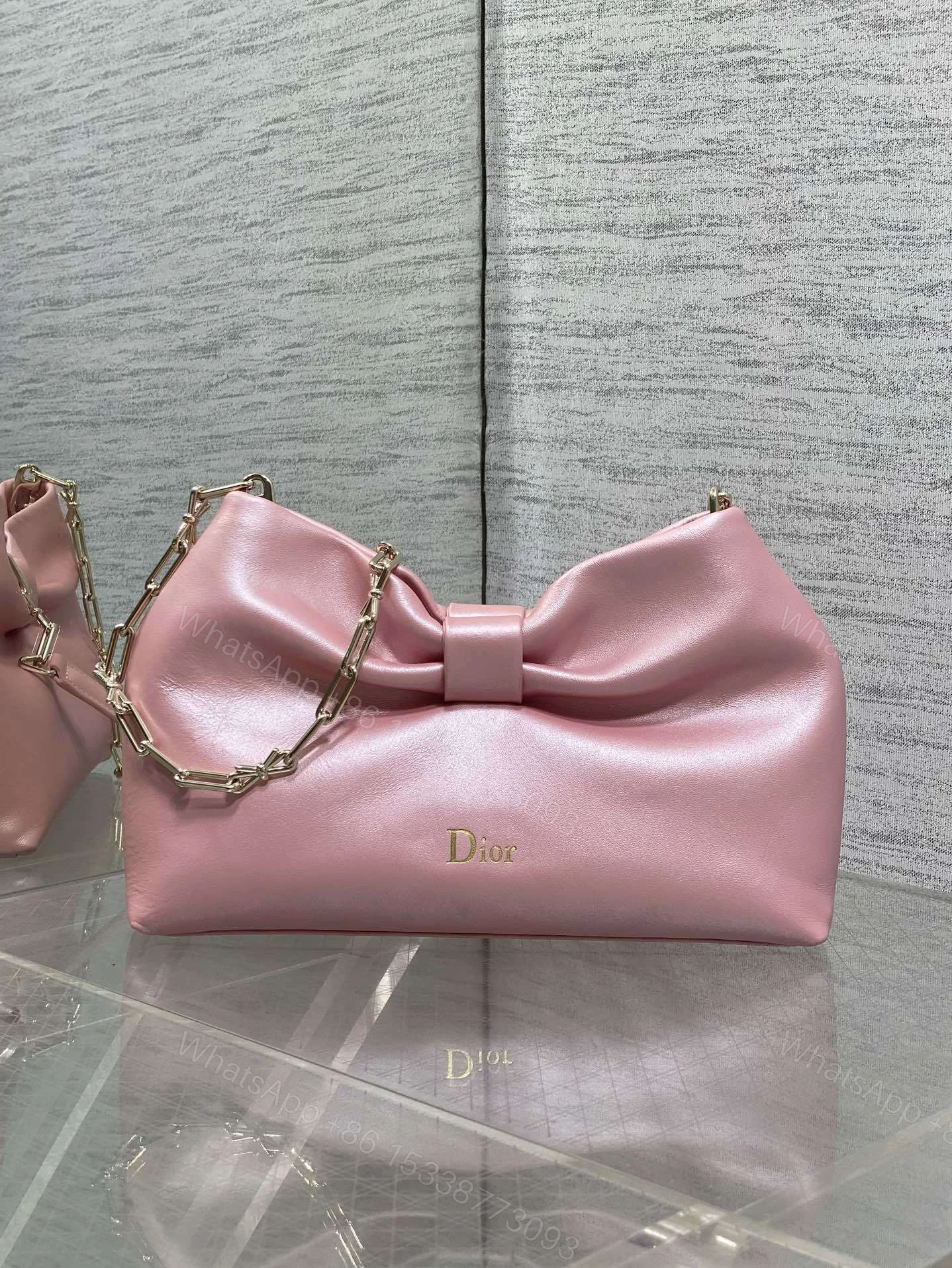 View 2 of Dior Bow Bag Pink Lambskin