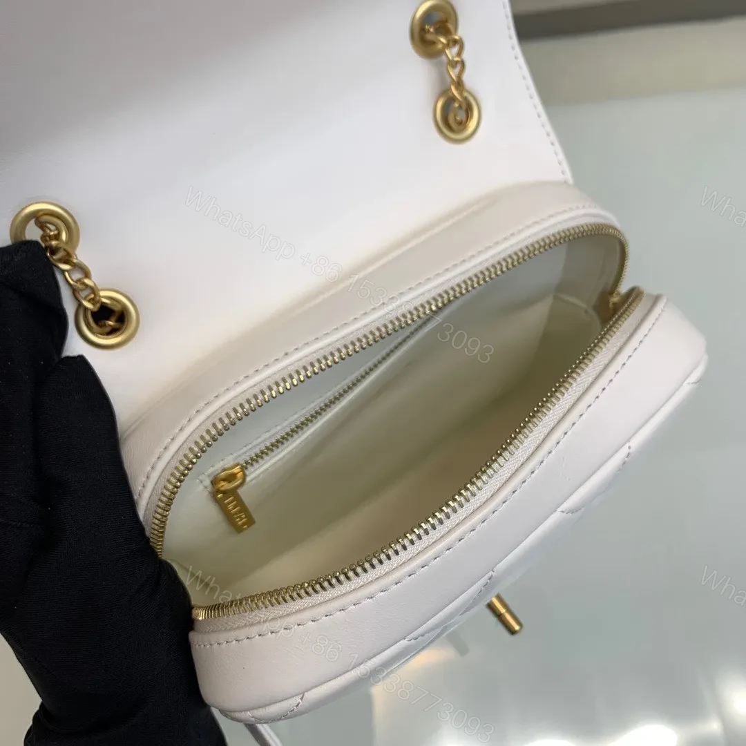 View 6 of Chanel Mini Backpack Replica 11 Milk White With Gold Lock 18x20x11.5cm