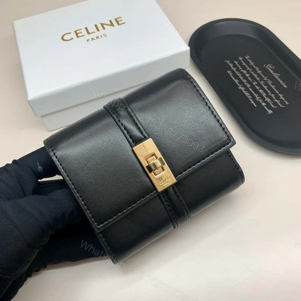 View 4 of CELINE SMALL TRIFOLD WALLET 16 IN SATINATED BLACK 11CM 10F523CQ7 38NO