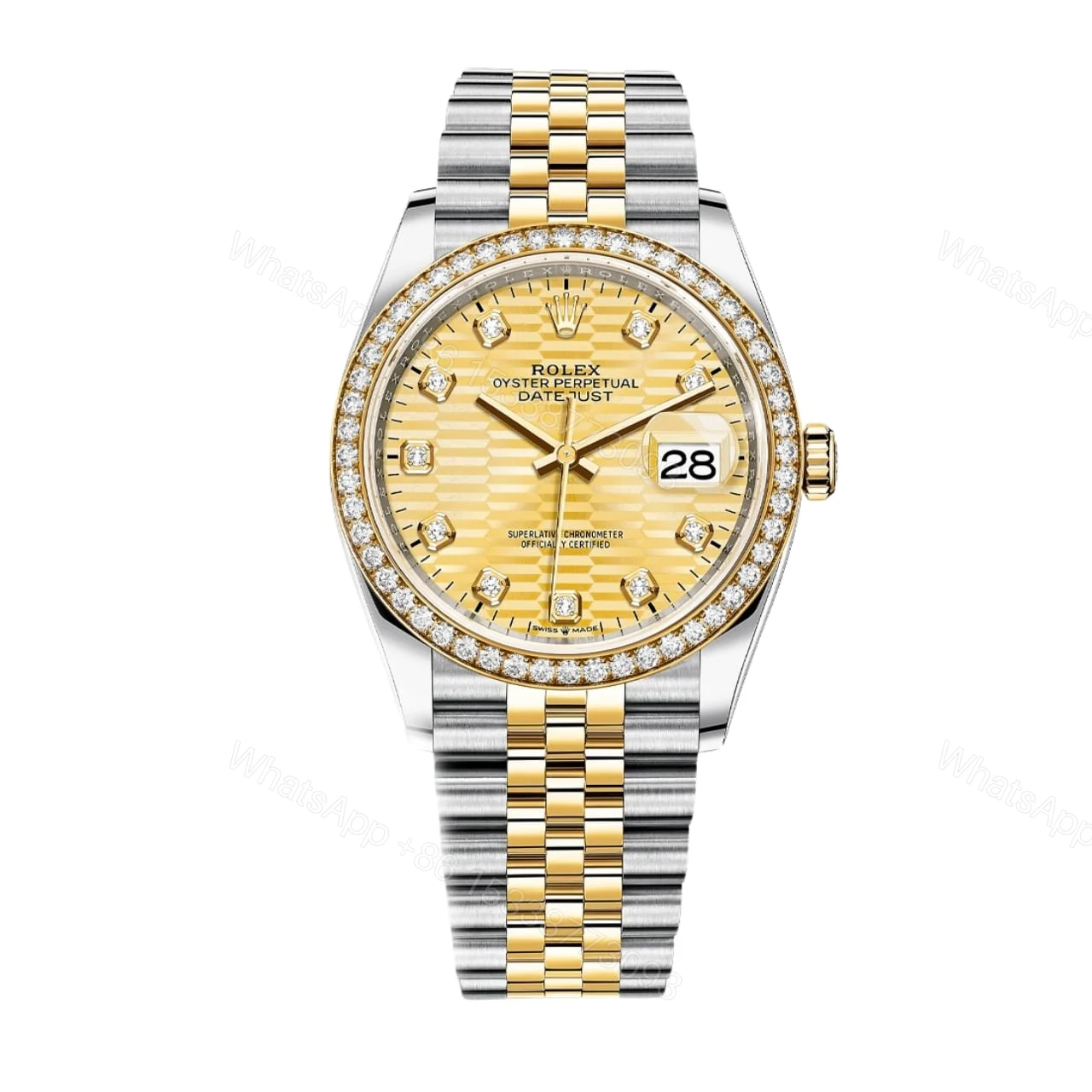 Rolex Oyster Datejust Oystersteel Golden Flip Dial With Dimond Around 36Mm — view 1