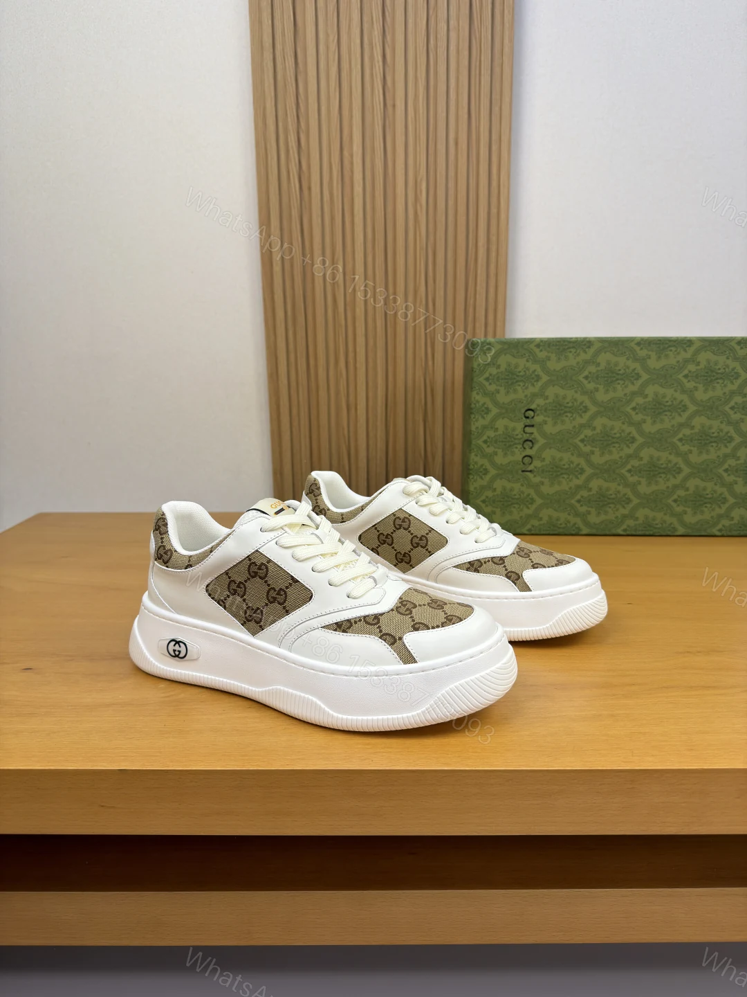 Gucci 原單卡其GG老花厚底休閒鞋 精品百搭男鞋 — view 1