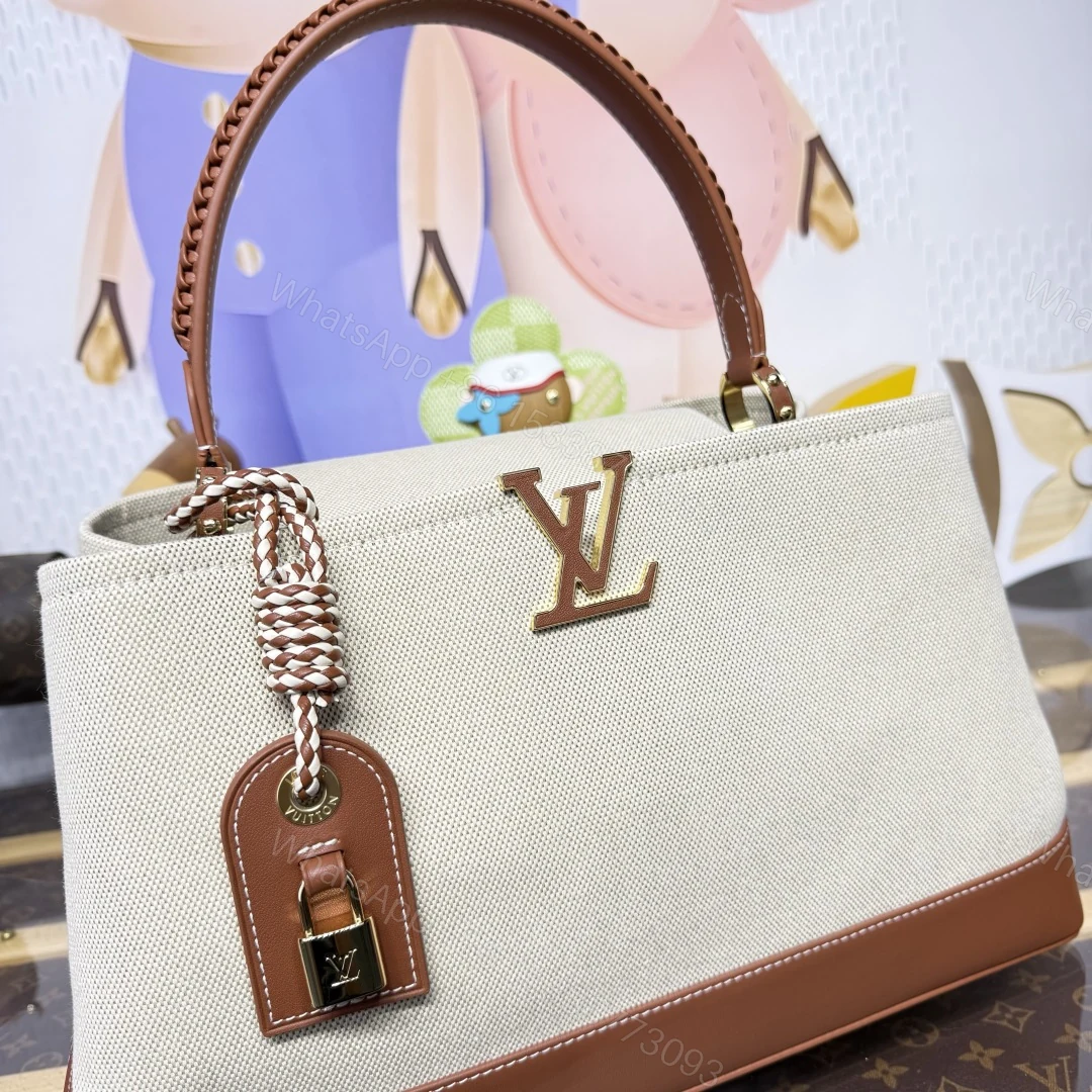 View 4 of Louis Vuitton Capucines Weekender Bag Tan Canvas