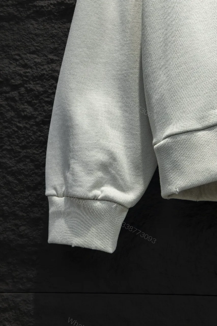 View 7 of Neutral Off-White Fleece Logo Hoodie with Comfort Fit