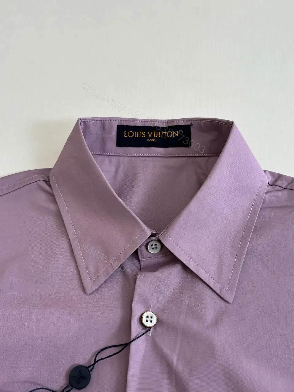 View 4 of Lavender Cotton-Blend Short-Sleeve Shirt with Logo