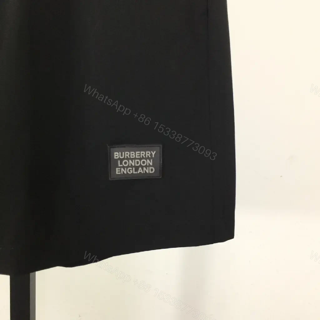 View 9 of Black Nylon Shorts with Burberry Stripes Drawcord Opening