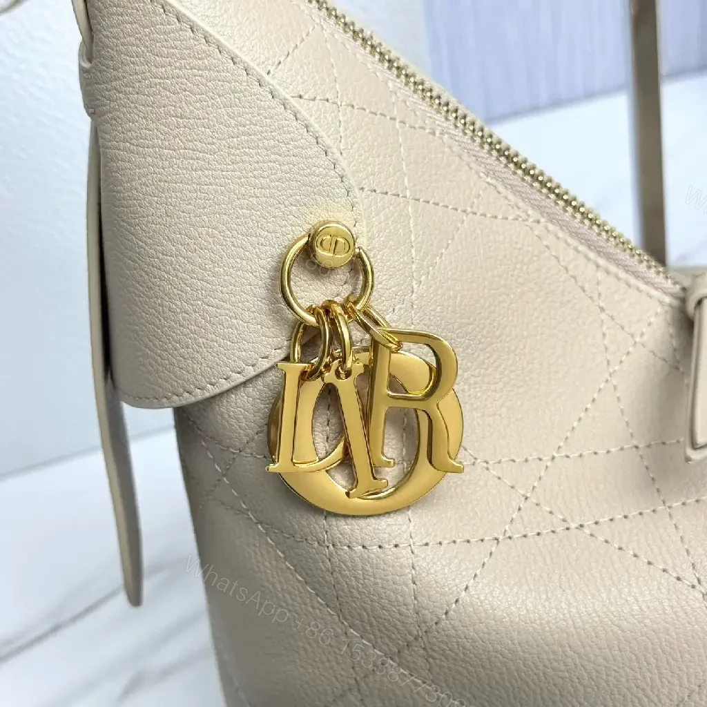 View 4 of Taupe Leather Quilted Hobo Bag: Luxe Everyday Carryall