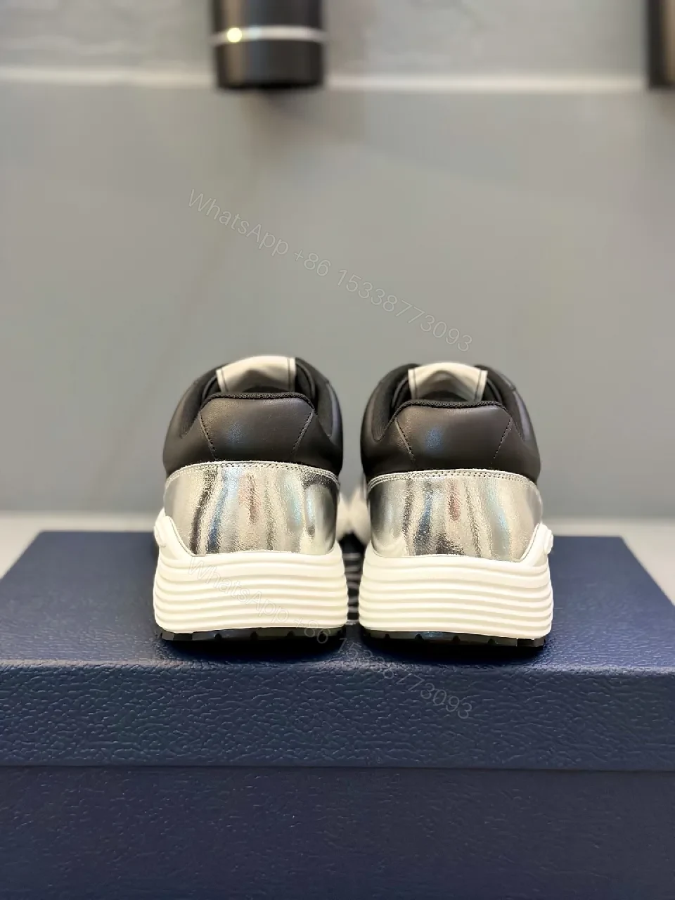 View 3 of Premium Black & Silver Designer-Inspired Runner Sneakers