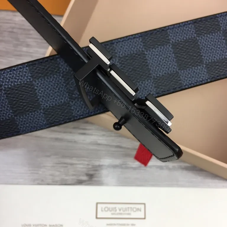 View 2 of Damier Graphite Belt: Luxury Palladium LV Buckle, 3cm