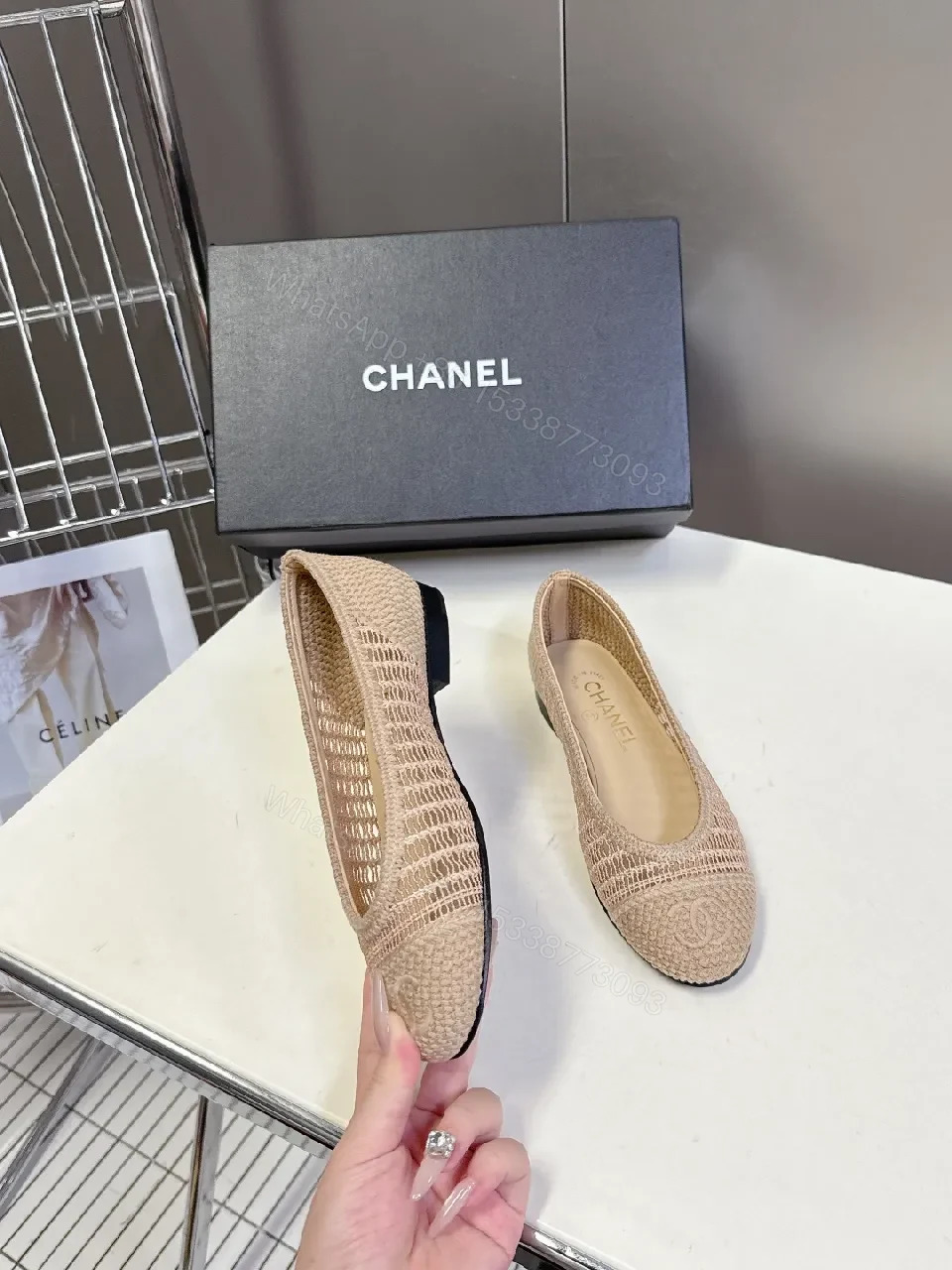 View 9 of Neutral Knit Lace Espadrille Flats: Subtle Luxe Comfort
