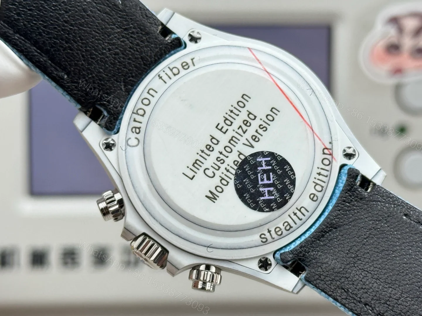 View 8 of Rolex Daytona Carbon Fiber Blue Replica 40MM Premium Black Bezel Blue Fabric Strap R74-BLUE