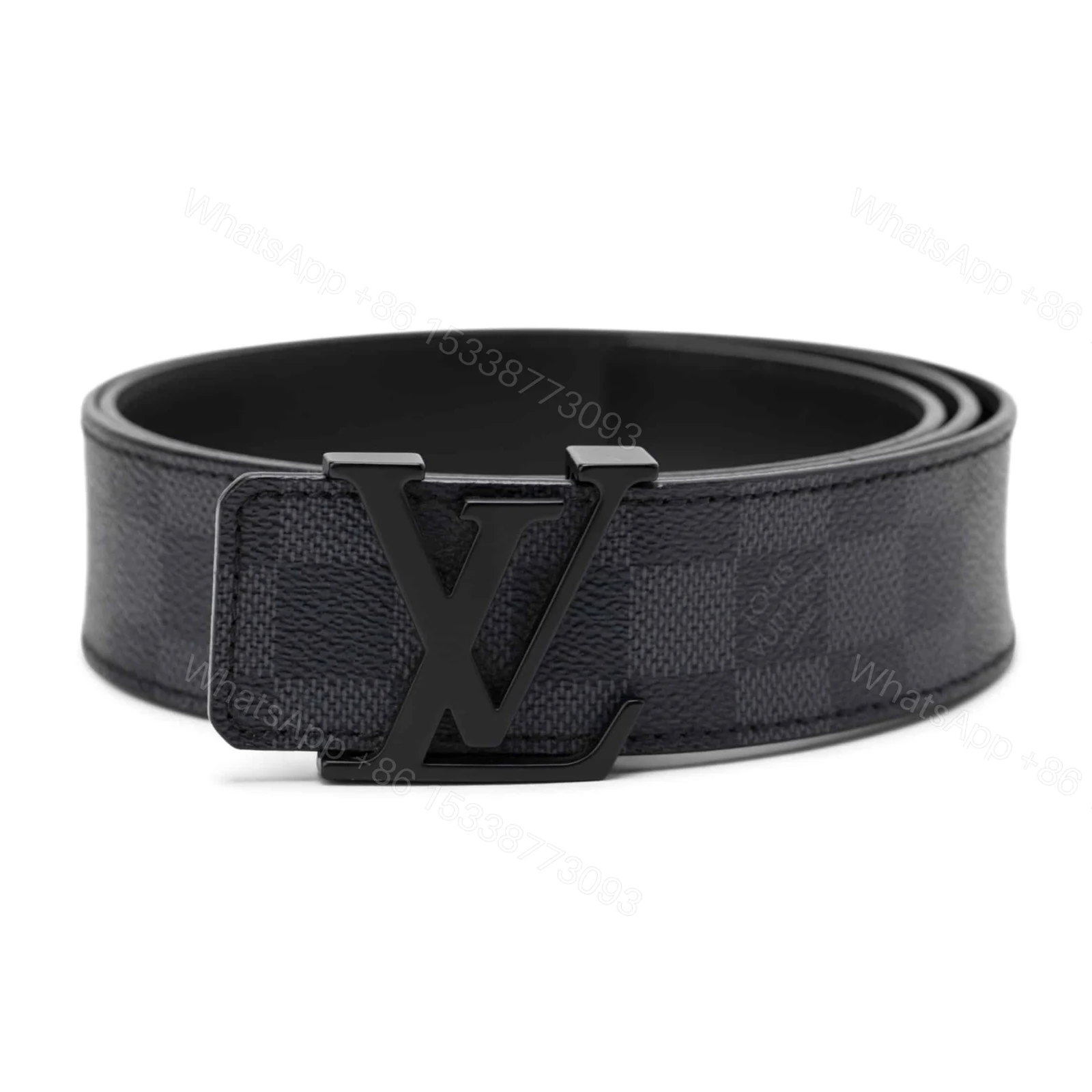 LOUIS VUITTON BELT INITIALES DAMIER GRAPHITE BLACK GREY – B30 — view 1