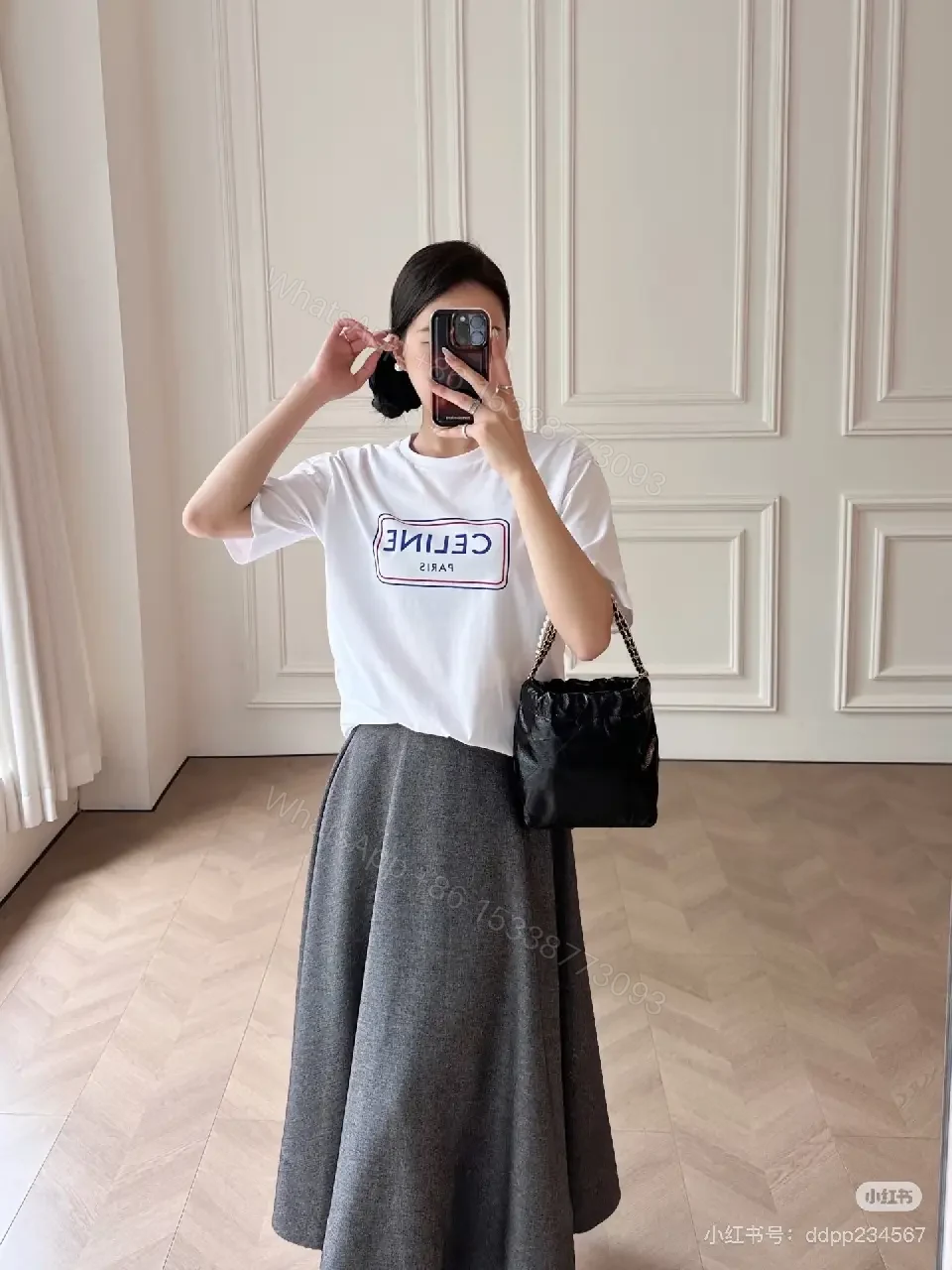 View 5 of White Cotton Tee Modern Lux Logo Tee