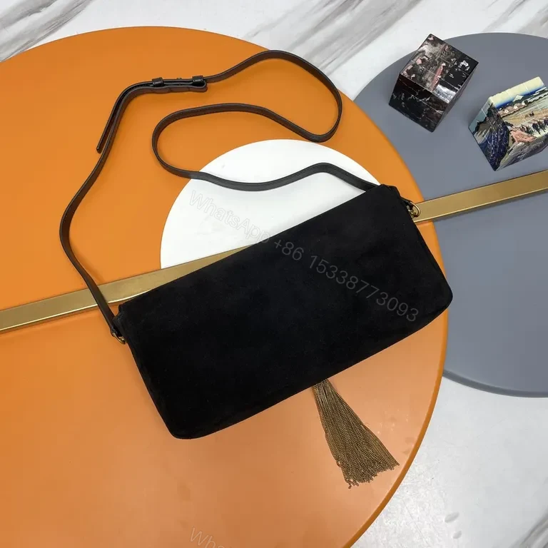 View 3 of Compact Velvet Clutch with Gold Hardware â€“ Night-Out Essential