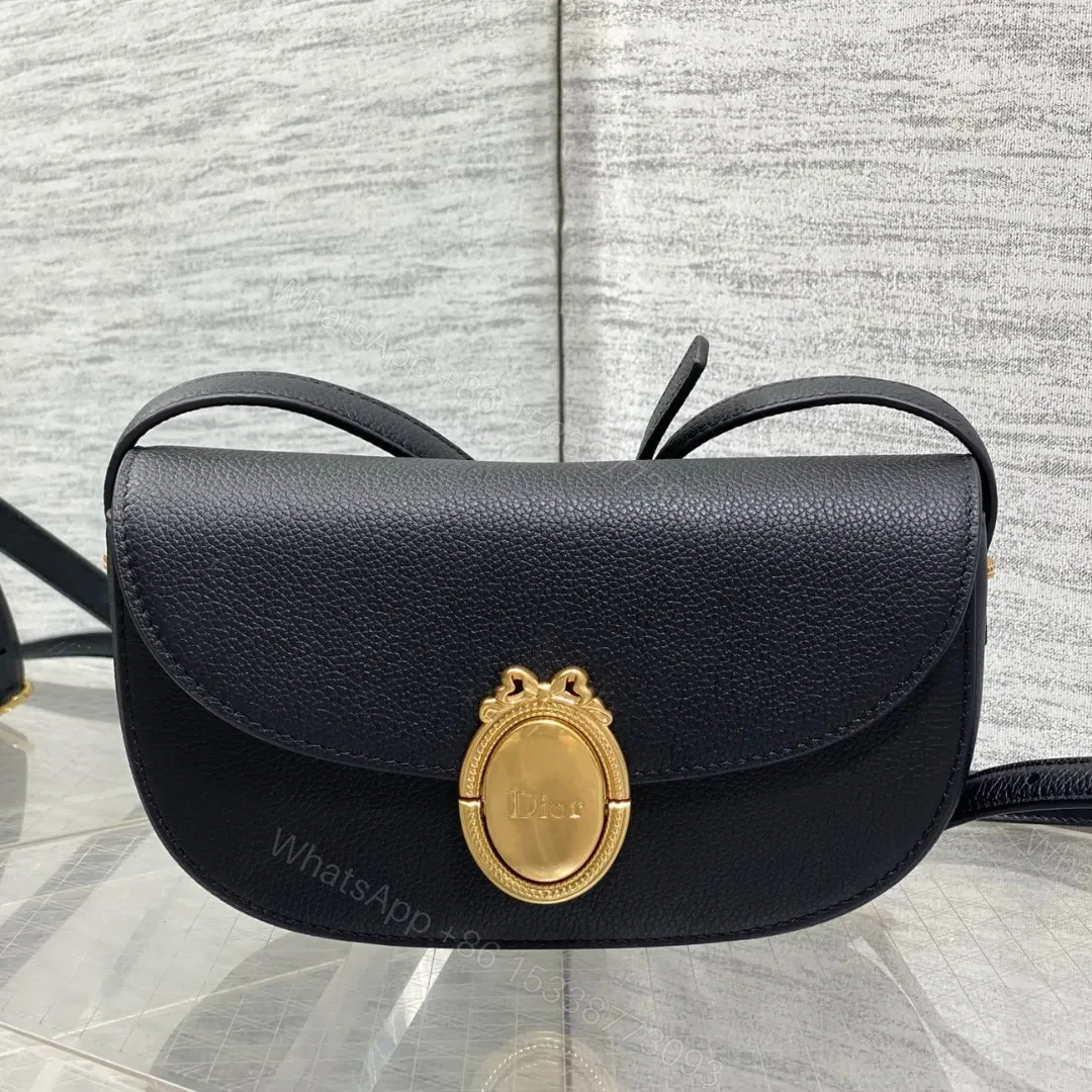 Dior Small Dior Médaillon Flap Bag in black — view 1