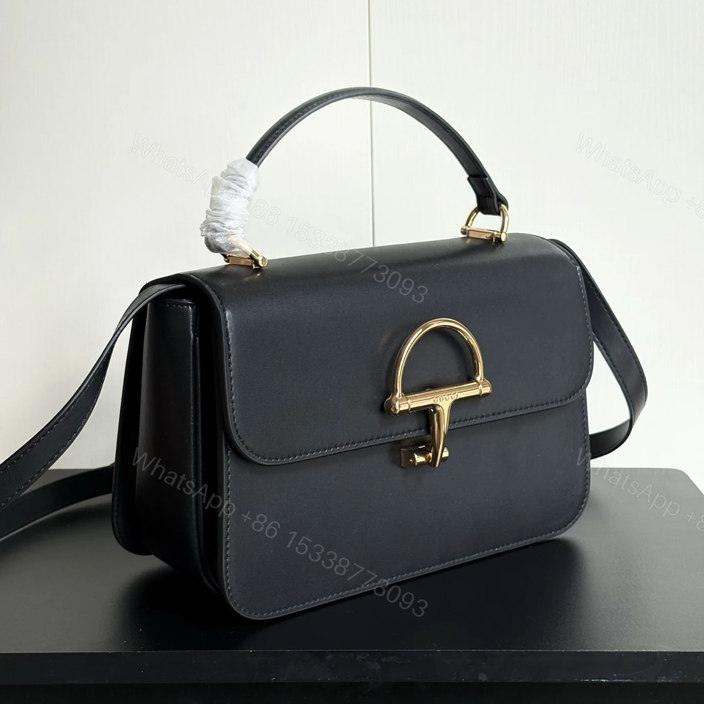 View 3 of Gucci Siena Medium Top Handle Bag Black Leather 25Cm