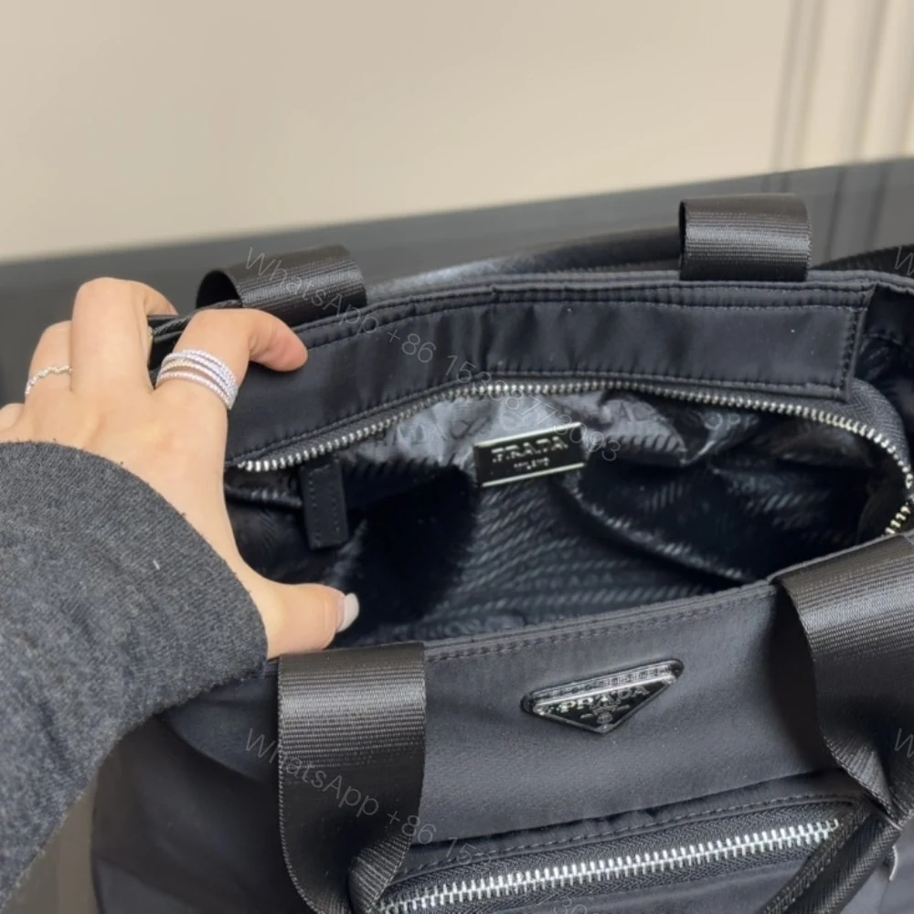 View 4 of Prada Re Nylon Tote Bag Black 32Cm 1BG354 RV44 F0002 V B1M