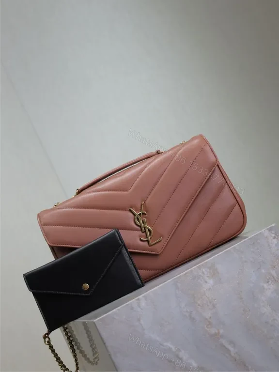 View 4 of Chic Quilted Bag + Cardholder Set: Blush Pink YSL Duo