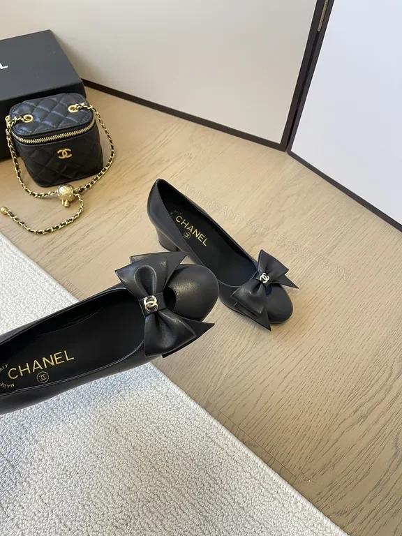 View 6 of Chanel-Inspired Luxury Ballet Flats with Signature Bow