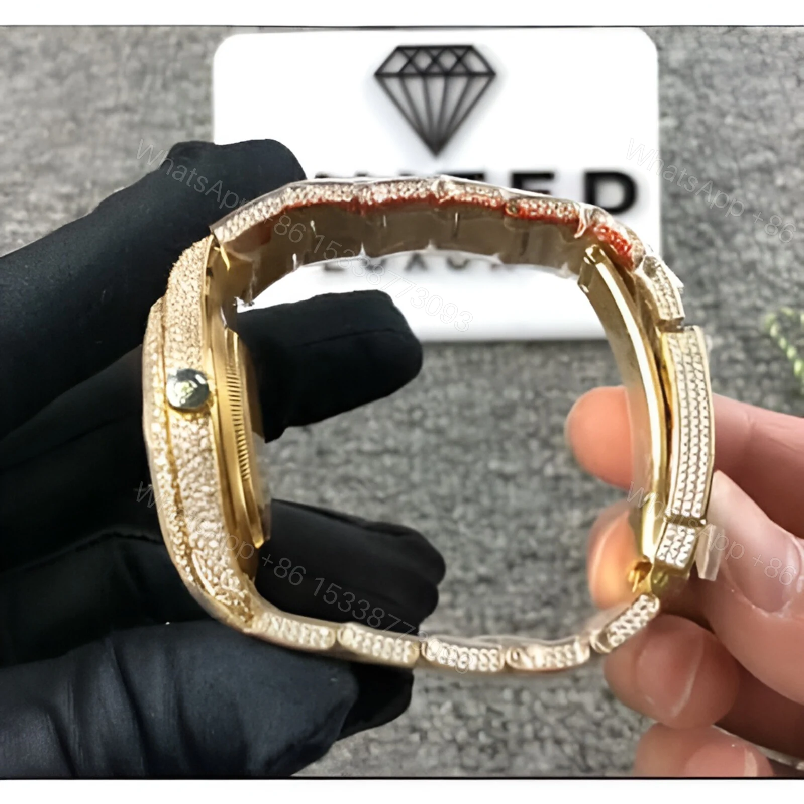 View 3 of Rolex Arabic Dial Iced Out 116300 Replica