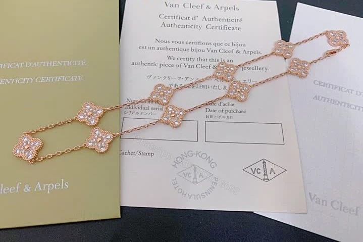 View 6 of Van Cleef & Arpels Vintage Alhambra 6 Motif Diamond Bracelet TJ618