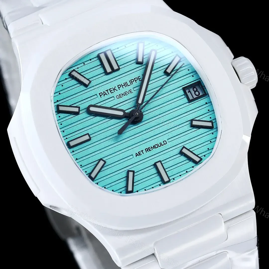 View 5 of Patek Philippe Tiffany Ceramic Nautilus Watch White Bracelet Ultimate 40MM PP-NAU-TIFF-CER-WHT40-V2
