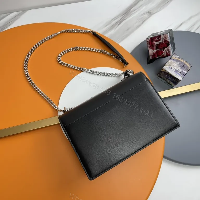 View 9 of Compact Black Leather Crossbody with YSL Monogram Crossbody Bag