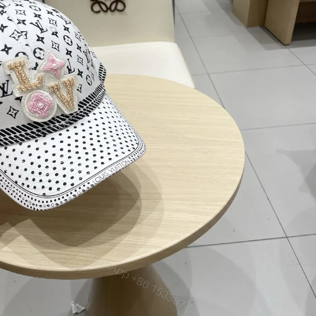 View 7 of White Denim Cap with Embroidered Emblems, Minimalist Luxe, Cap