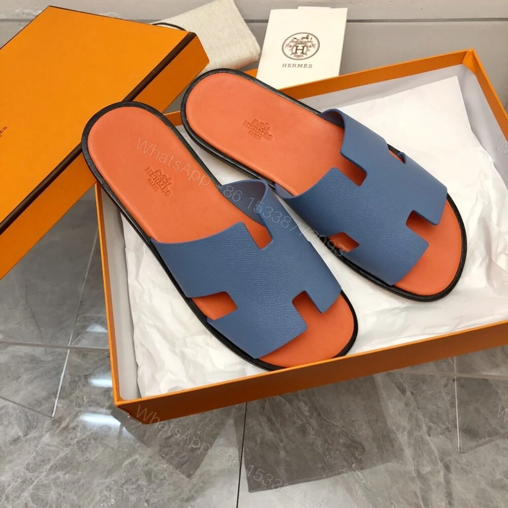 View 3 of Hermes Izmir Sandal Bleu Bleuet Orange H221824Z