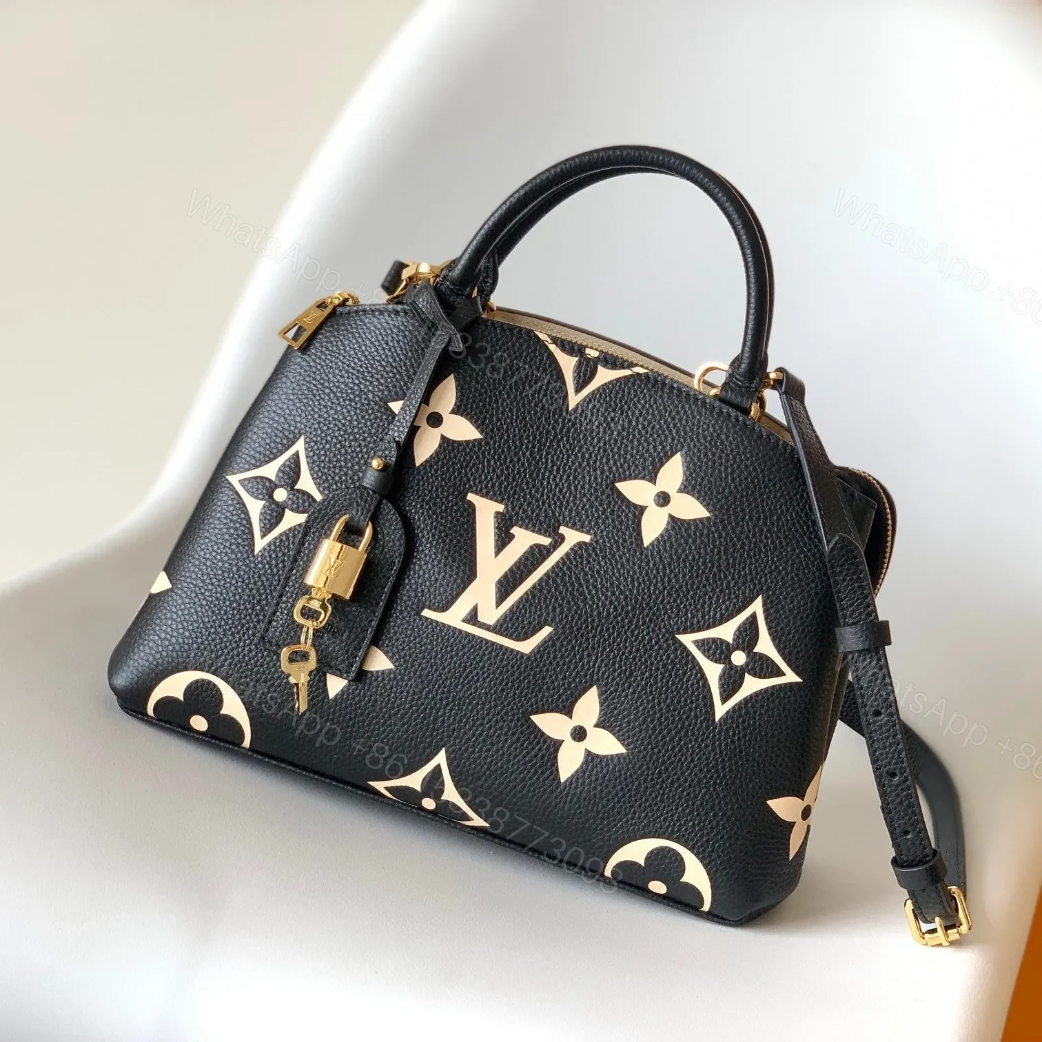 LV PETIT PALAIS PM MEDIUM SHOULDER BAG 29 IN BLACK MIX BEIGE — view 1