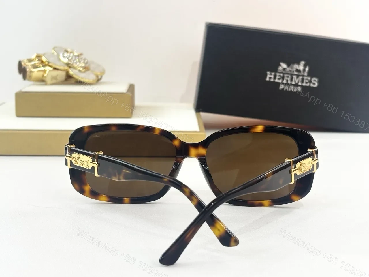 View 7 of Black Acetate Cat-Eye Sunglasses with Gold Hardware - Luxe, Comfortable, Bold Style
