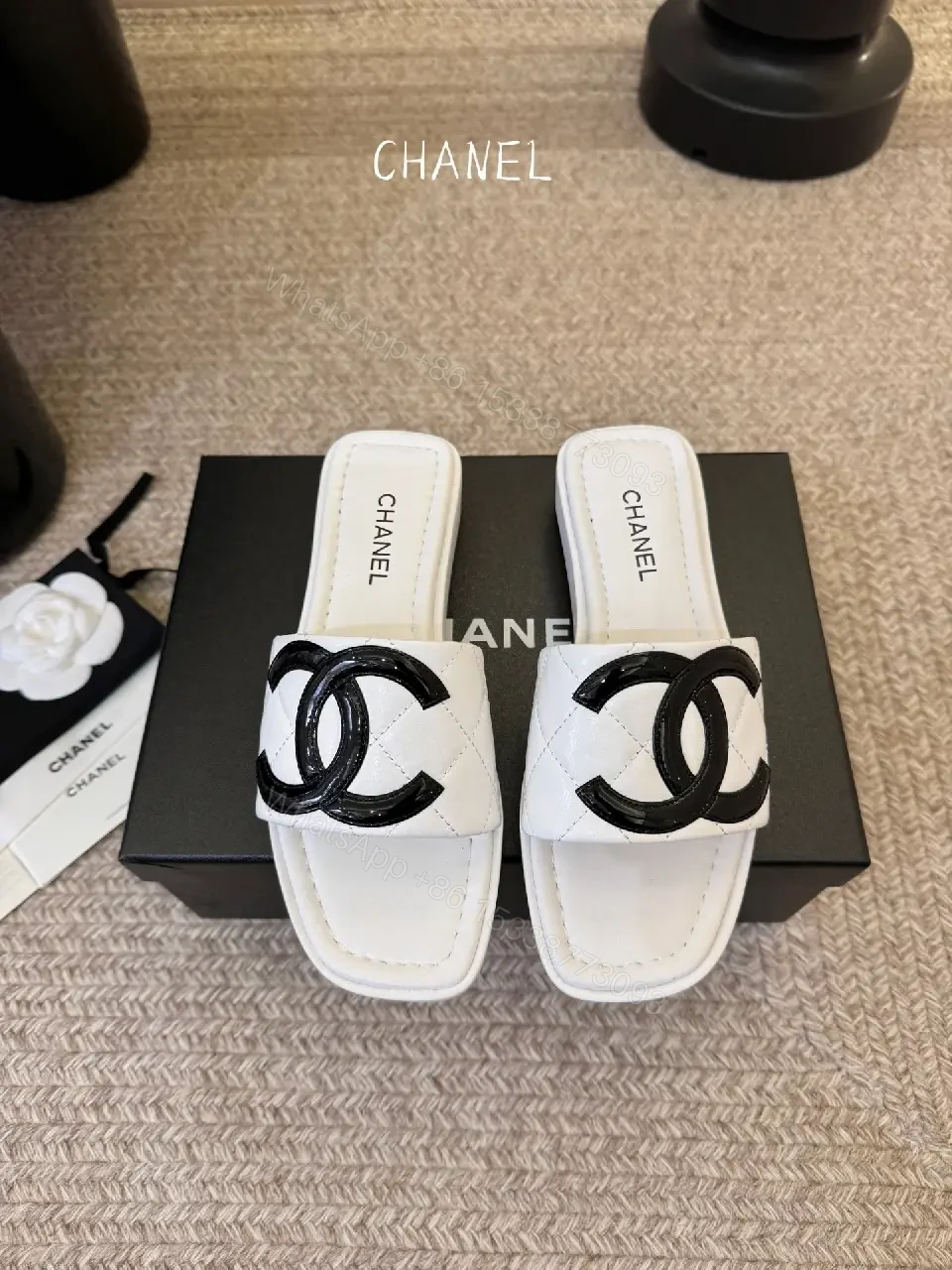View 7 of White Quilted Slide — Luxe Minimalist, Cushioned Comfort
