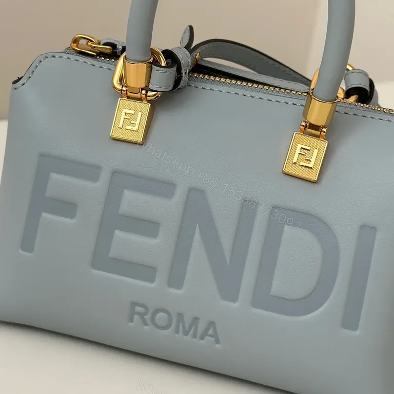 View 5 of Blue Leather Fendi Roma Satchel: Structured Luxury Crossbody