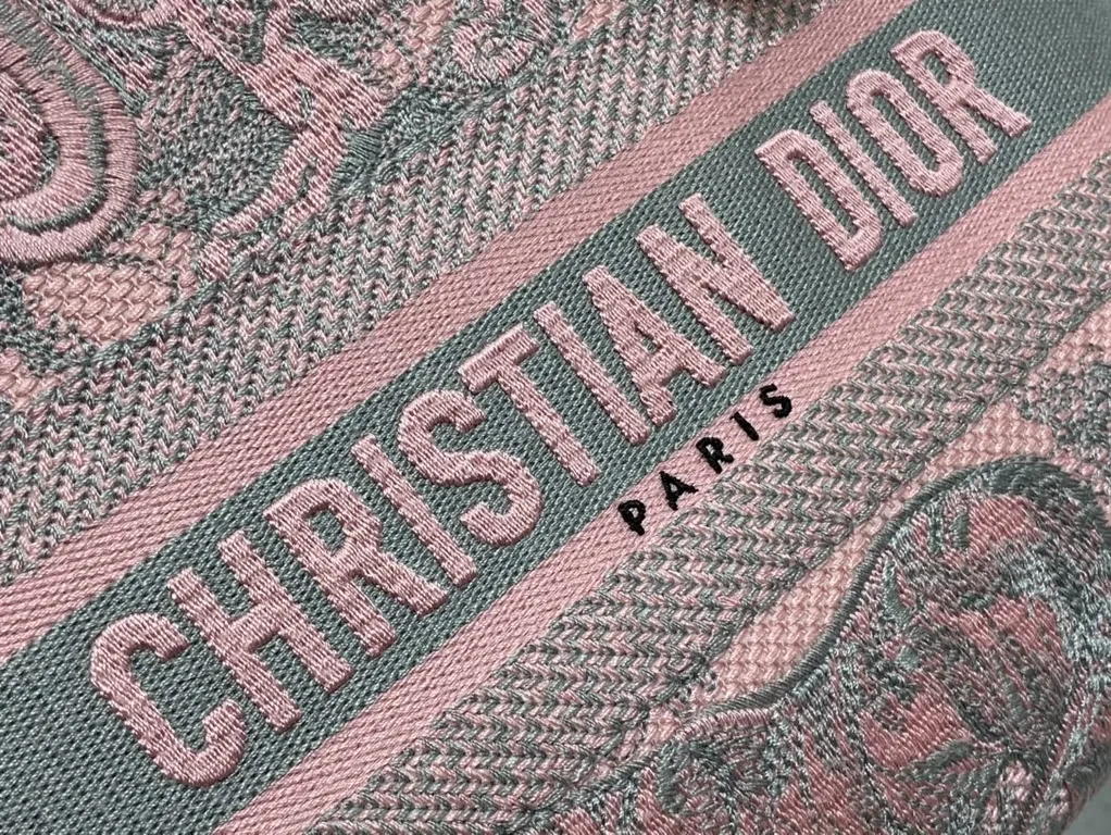 View 2 of Pink Jacquard Dior Tote â€” Bold Texture Everyday Glamour Tote